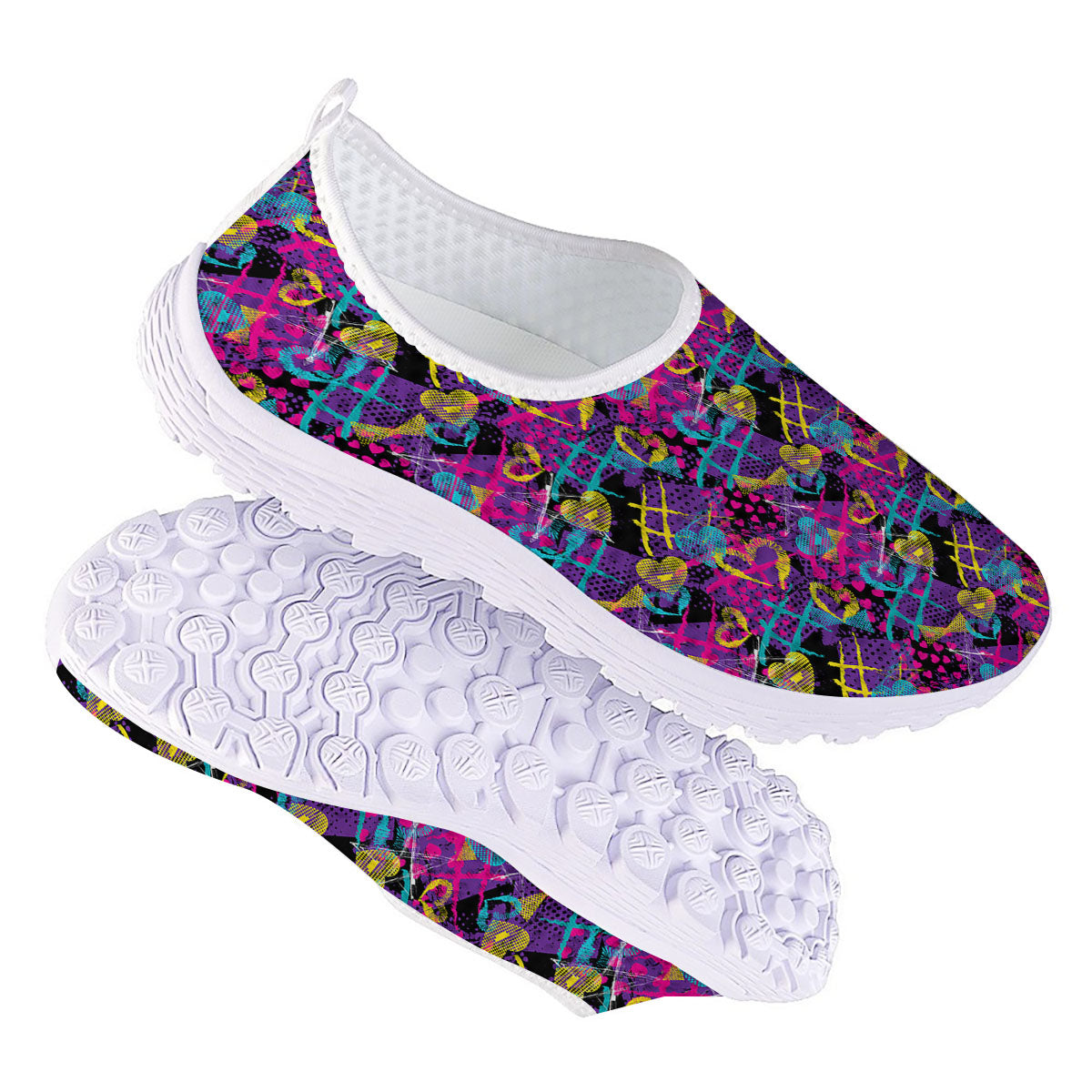 Heart Graffiti Print Pattern Nurse Shoes-grizzshop