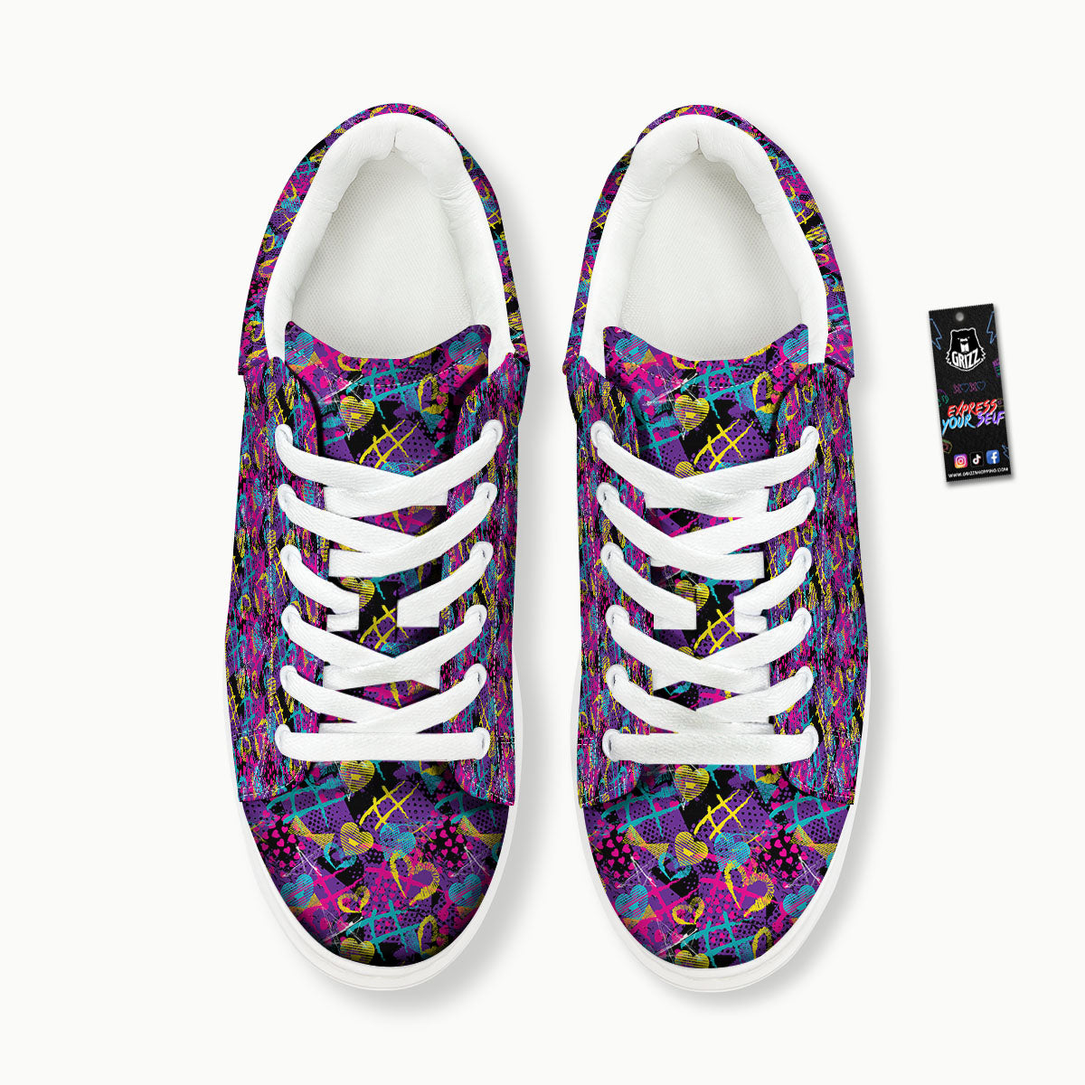 Heart Graffiti Print Pattern Platform Shoes-grizzshop