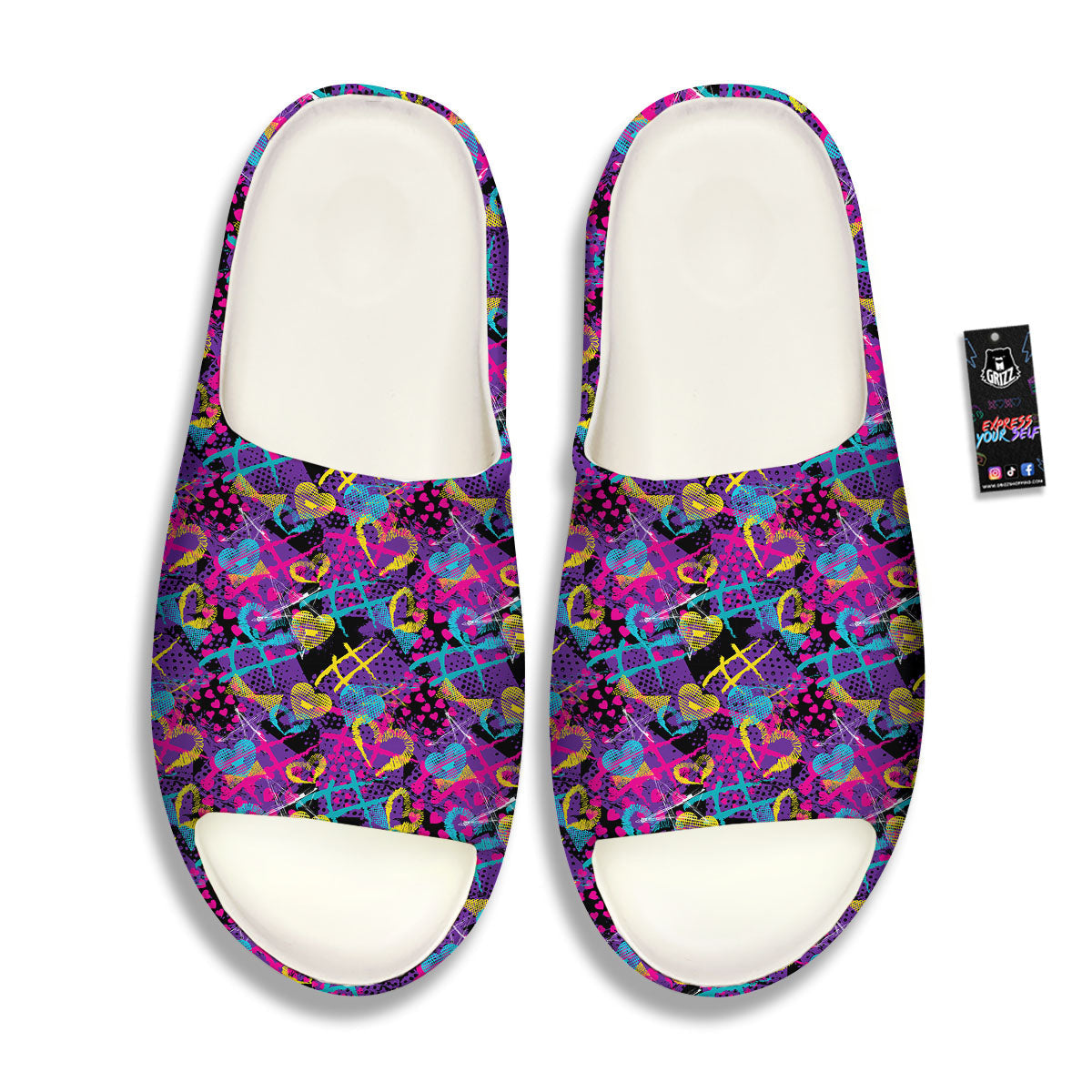 Heart Graffiti Print Pattern Sandals-grizzshop