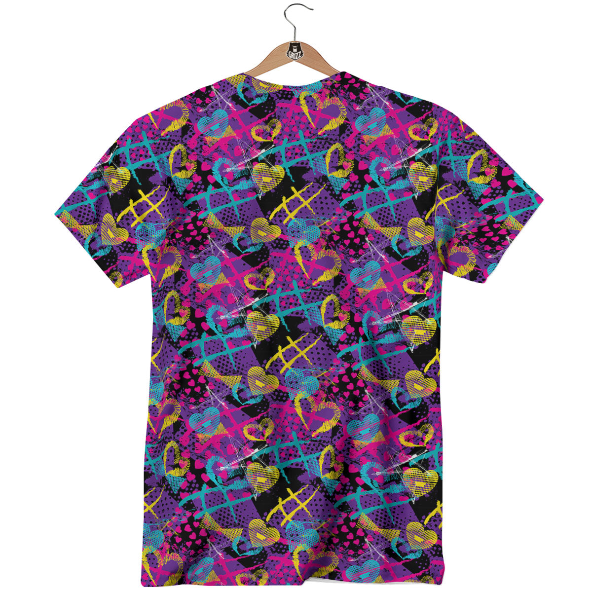 Heart Graffiti Print Pattern T-Shirt-grizzshop