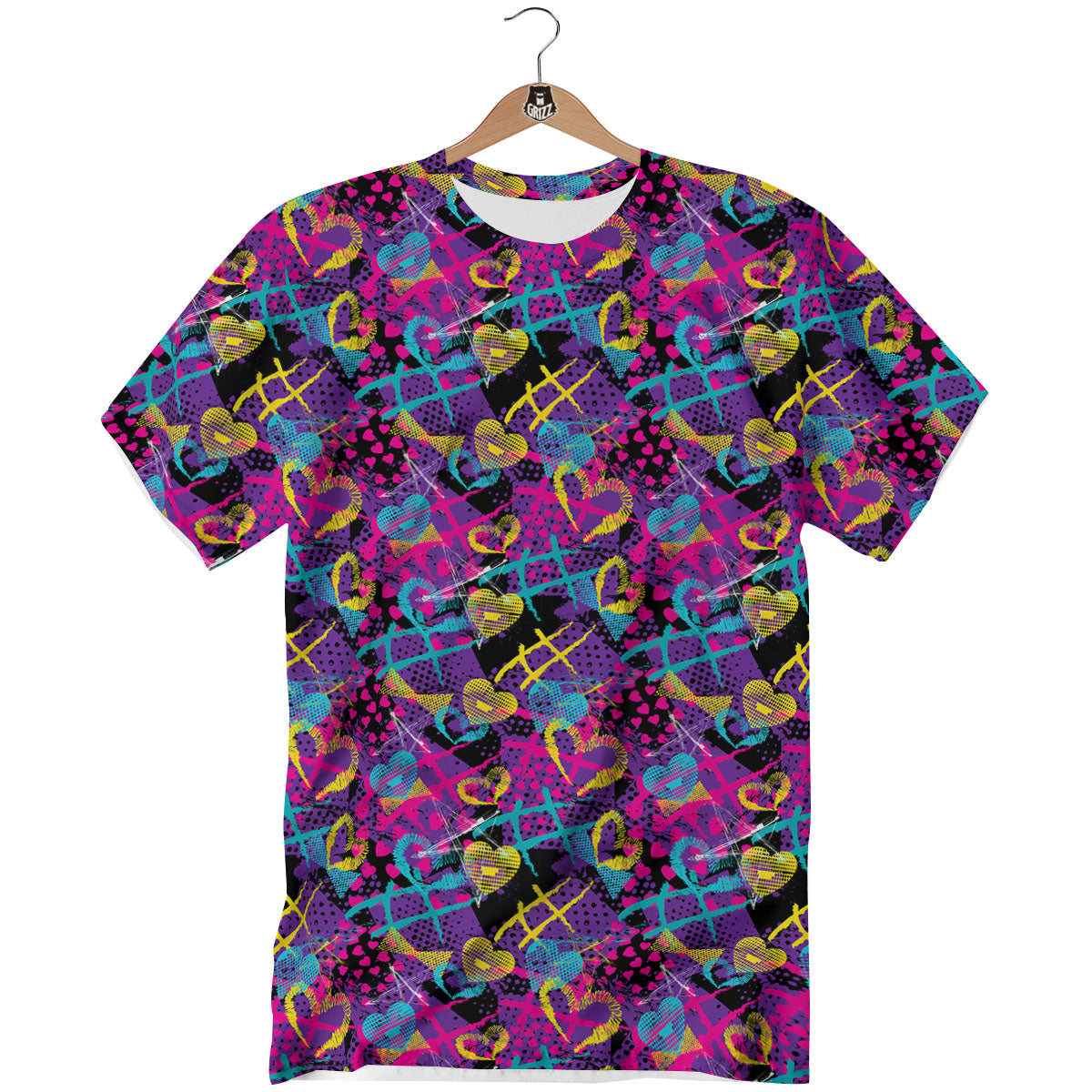 Heart Graffiti Print Pattern T-Shirt-grizzshop