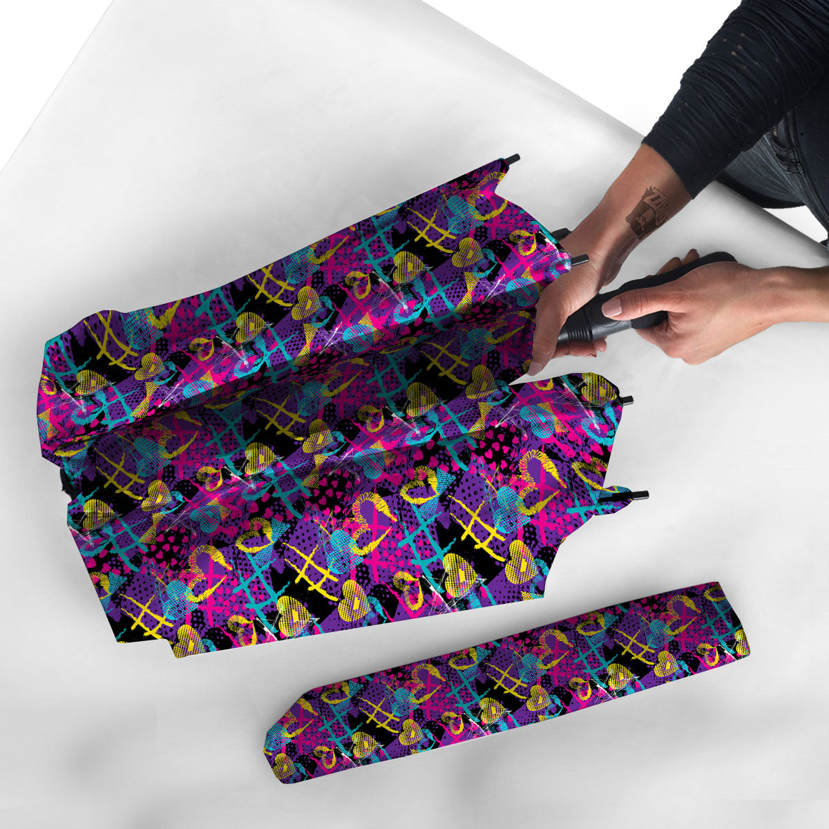 Heart Graffiti Print Pattern Umbrella-grizzshop