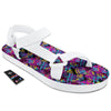 Heart Graffiti Print Pattern White Open Toe Sandals-grizzshop