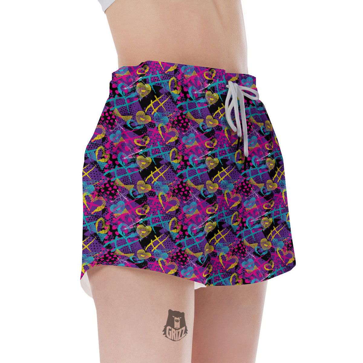 Heart Graffiti Print Pattern Women's Shorts-grizzshop