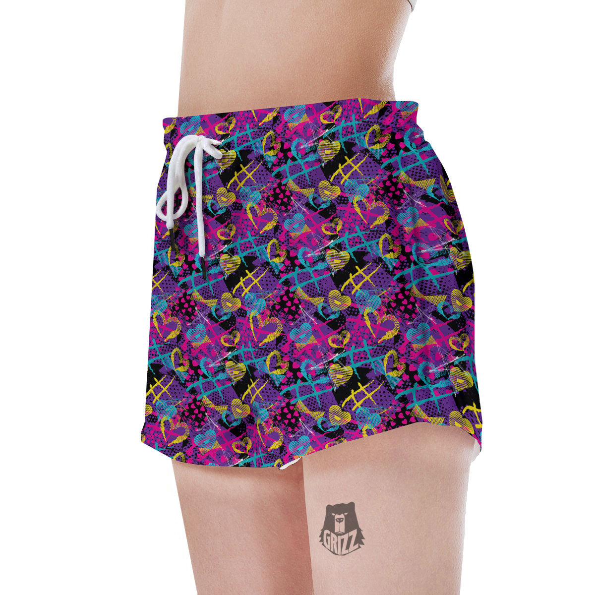 Heart Graffiti Print Pattern Women's Shorts-grizzshop
