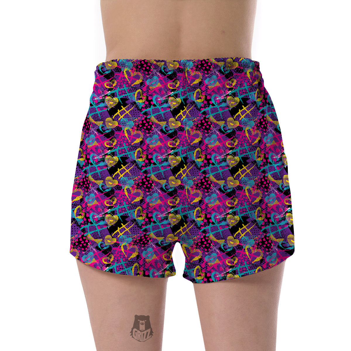 Heart Graffiti Print Pattern Women's Shorts-grizzshop