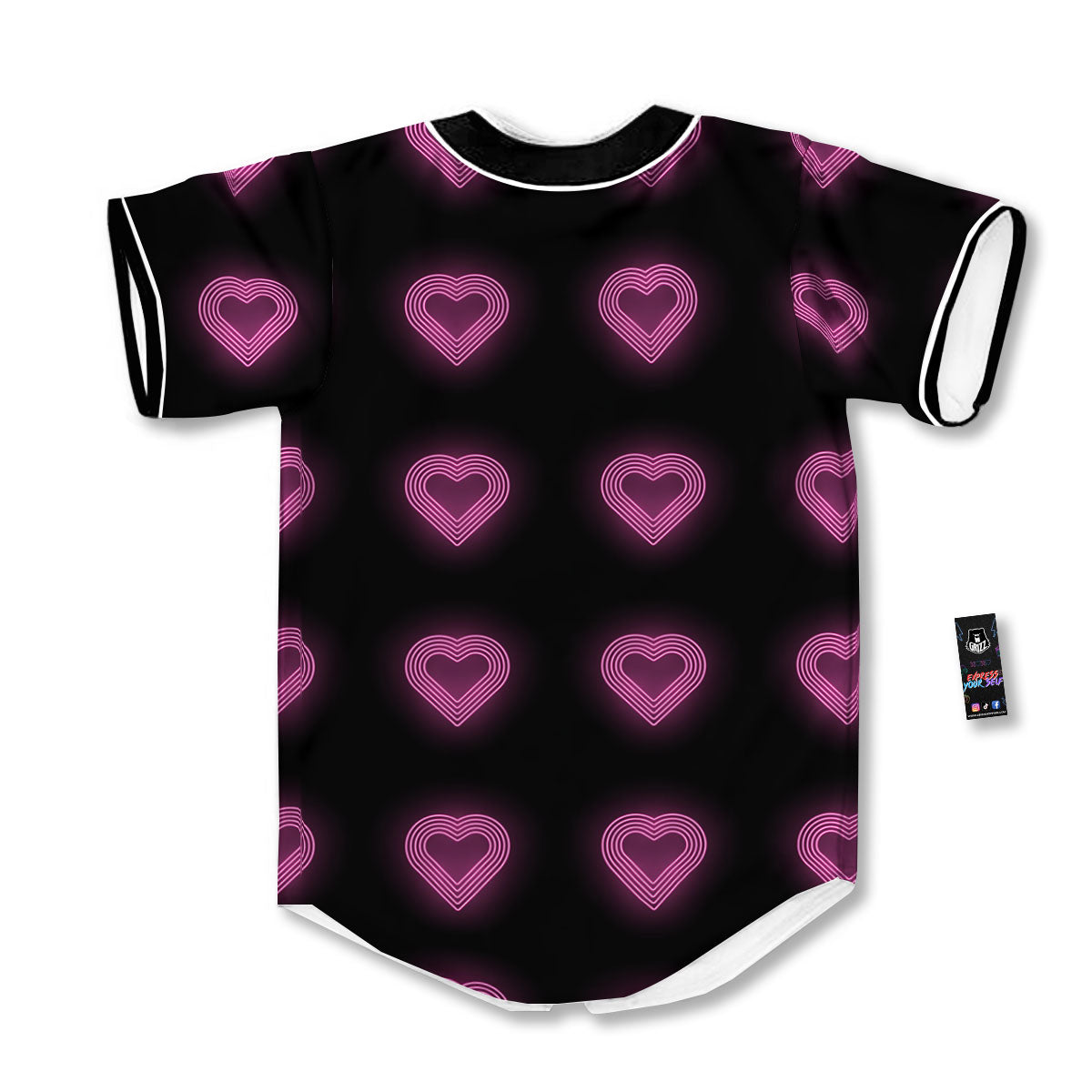 Heart Lights Print Pattern Baseball Jersey-grizzshop