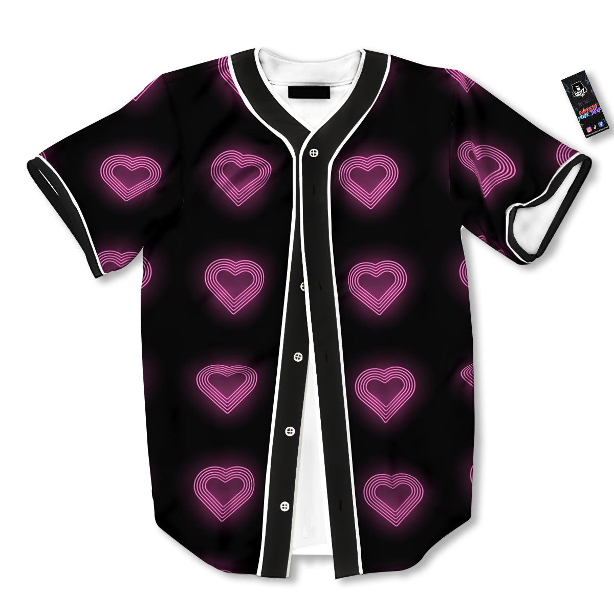 Heart Lights Print Pattern Baseball Jersey-grizzshop