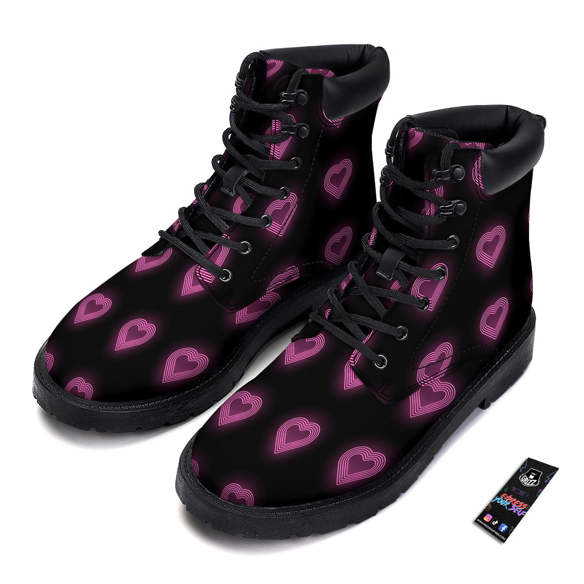 Heart Lights Print Pattern Boots-grizzshop