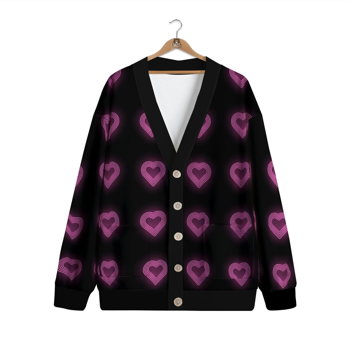 Heart Lights Print Pattern Cardigan-grizzshop