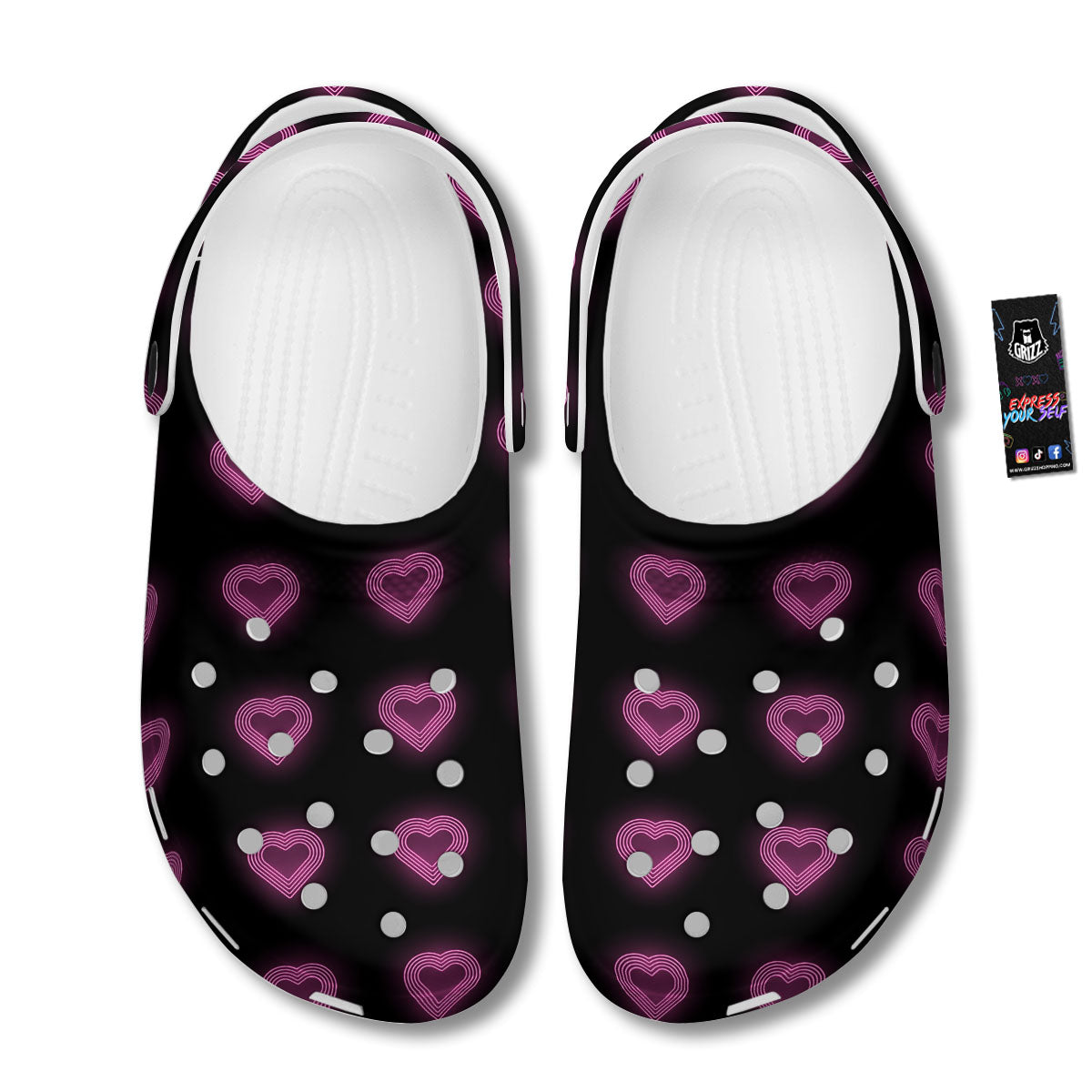 Heart Lights Print Pattern Clog-grizzshop
