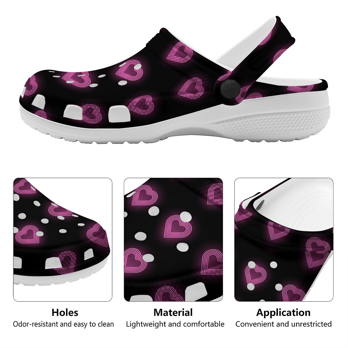 Heart Lights Print Pattern Clog-grizzshop