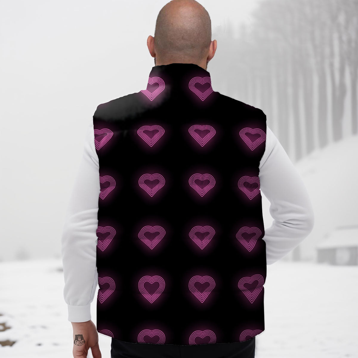 Heart Lights Print Pattern Down Vest