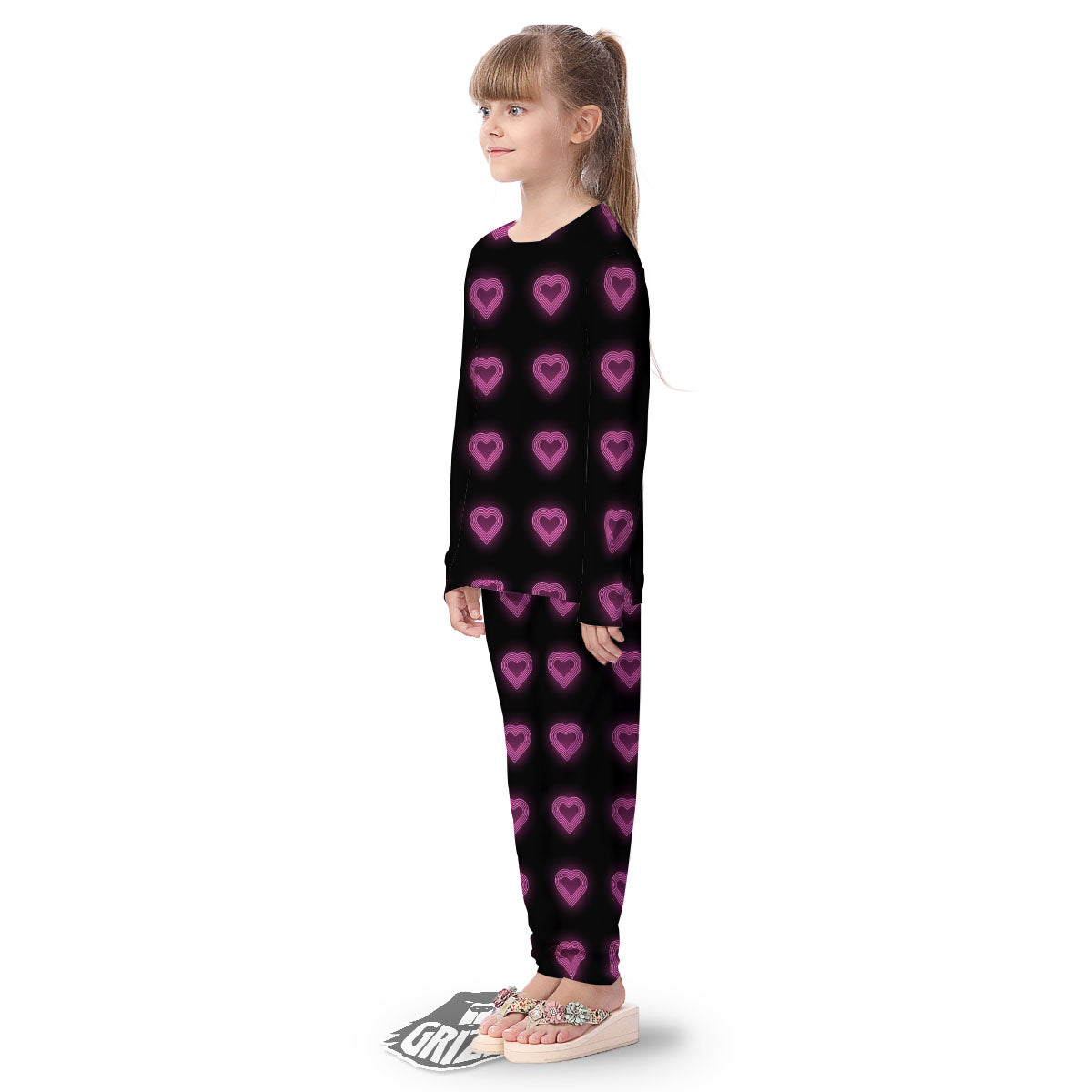 Heart Lights Print Pattern Kid's Pajamas-grizzshop