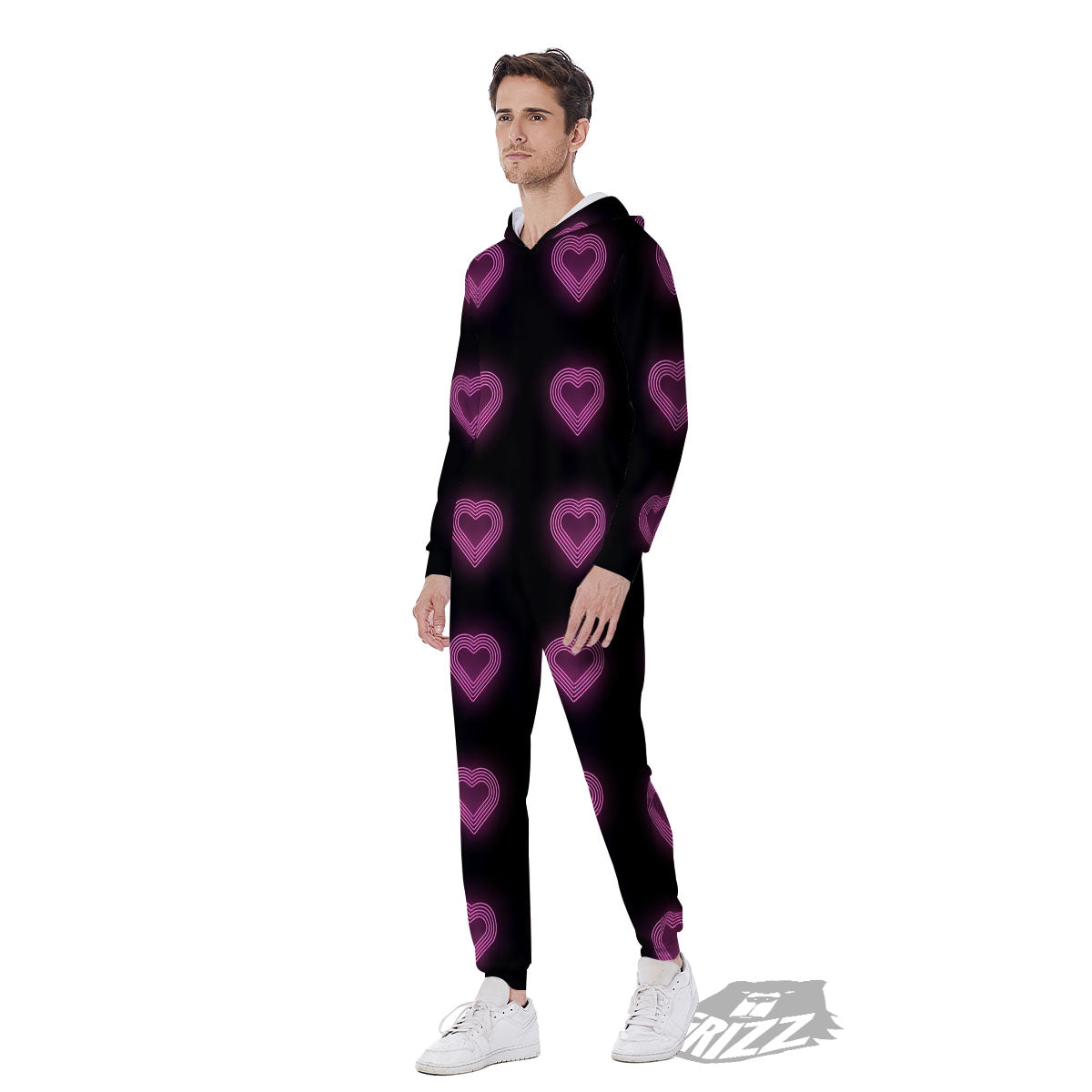 Heart Lights Print Pattern Men's Jumpsuit-grizzshop