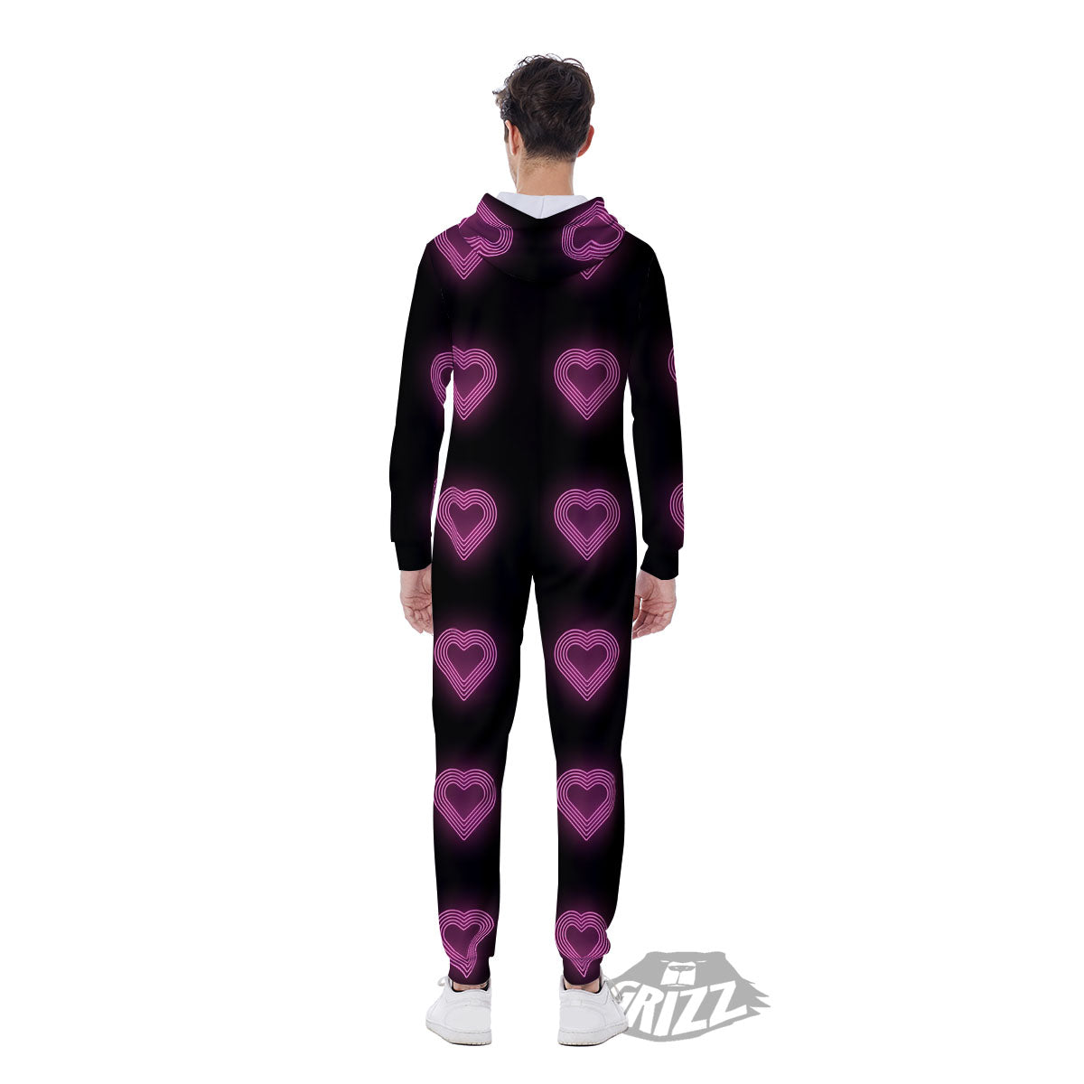 Heart Lights Print Pattern Men's Jumpsuit-grizzshop
