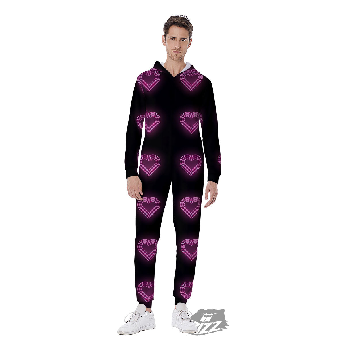 Heart Lights Print Pattern Men's Jumpsuit-grizzshop