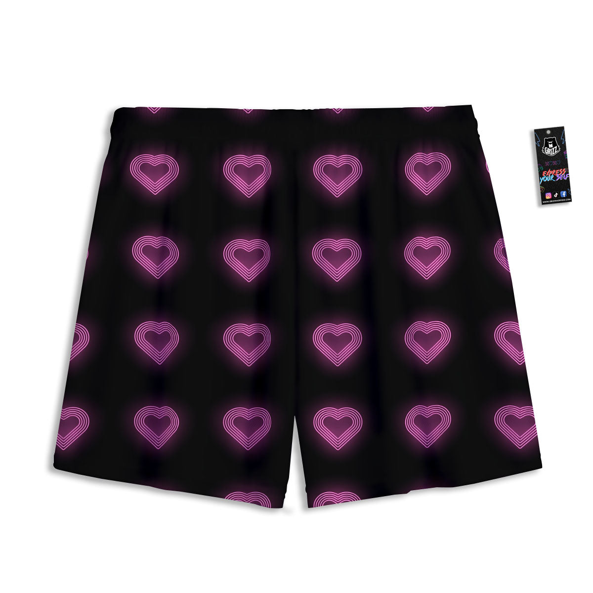 Heart Lights Print Pattern Mesh Shorts