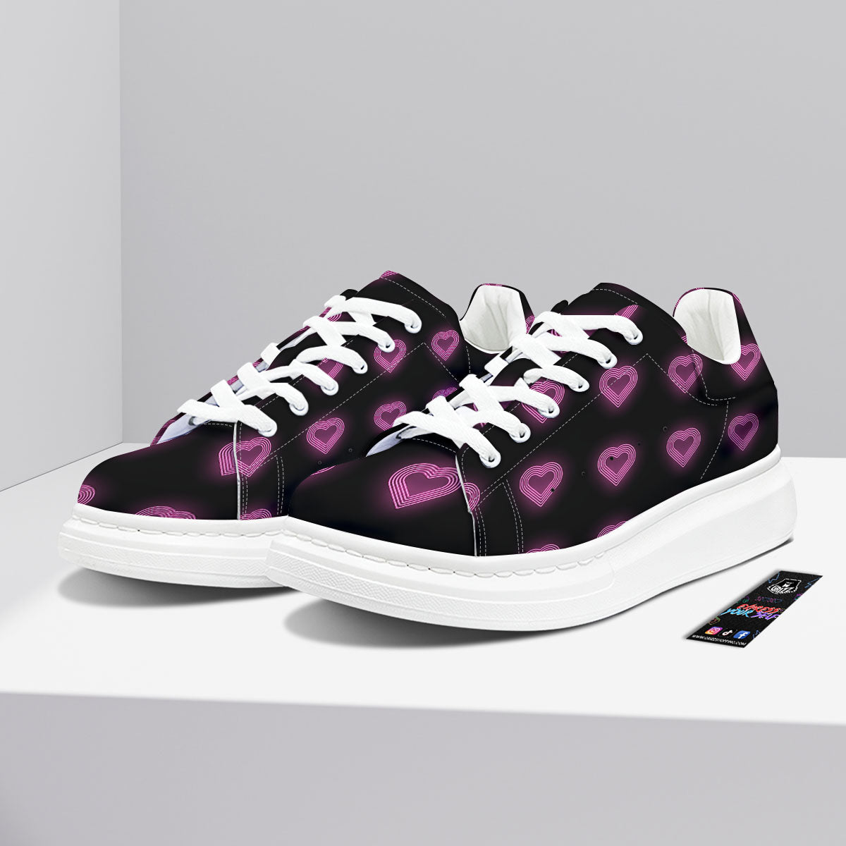 Heart Lights Print Pattern Platform Shoes-grizzshop