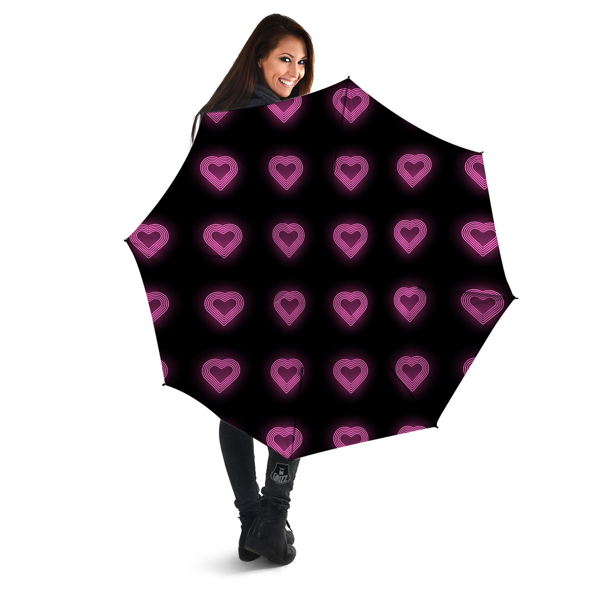 Heart Lights Print Pattern Umbrella-grizzshop