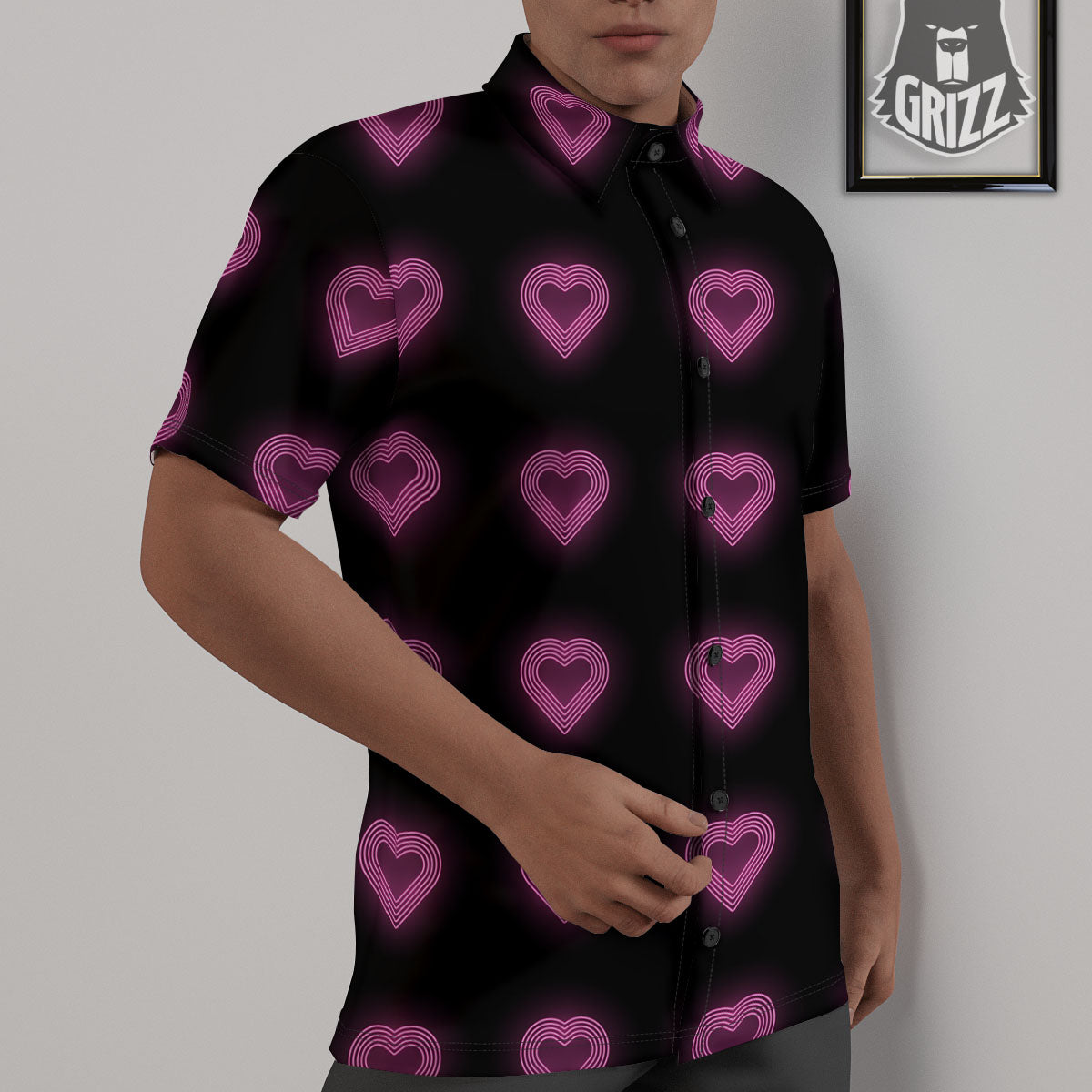 Heart Lights Print Pattern Untucked Shirts-grizzshop