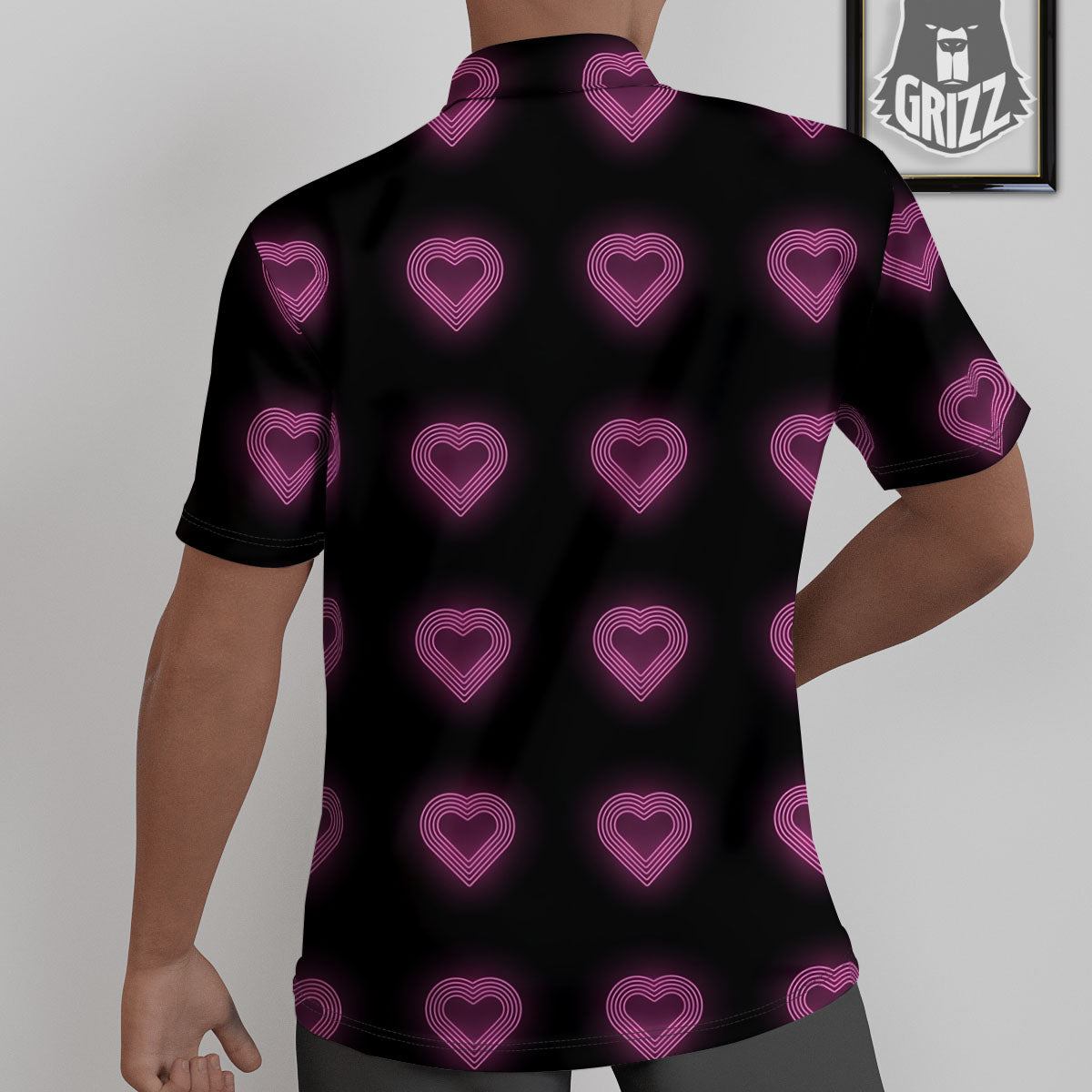 Heart Lights Print Pattern Untucked Shirts-grizzshop