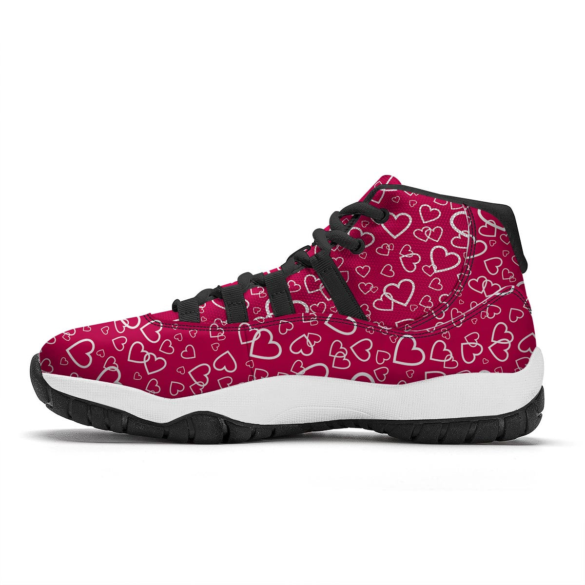 Heart Pattern Print Black Bball Shoes-grizzshop