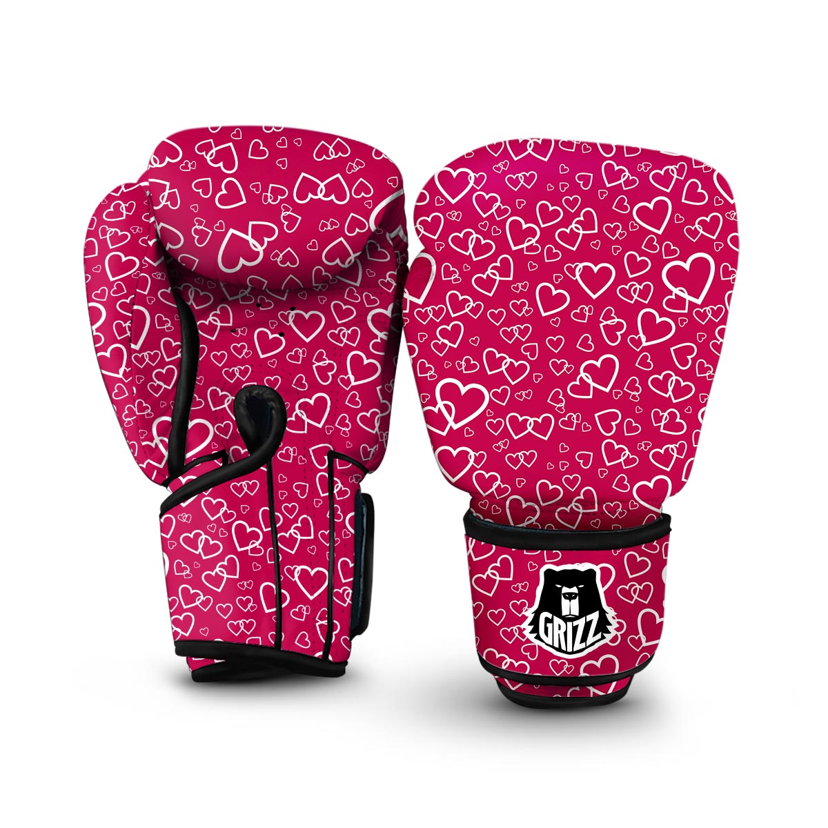 Heart Pattern Print Boxing Gloves-grizzshop