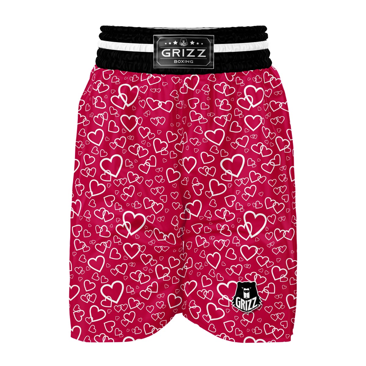 Heart Pattern Print Boxing Shorts-grizzshop