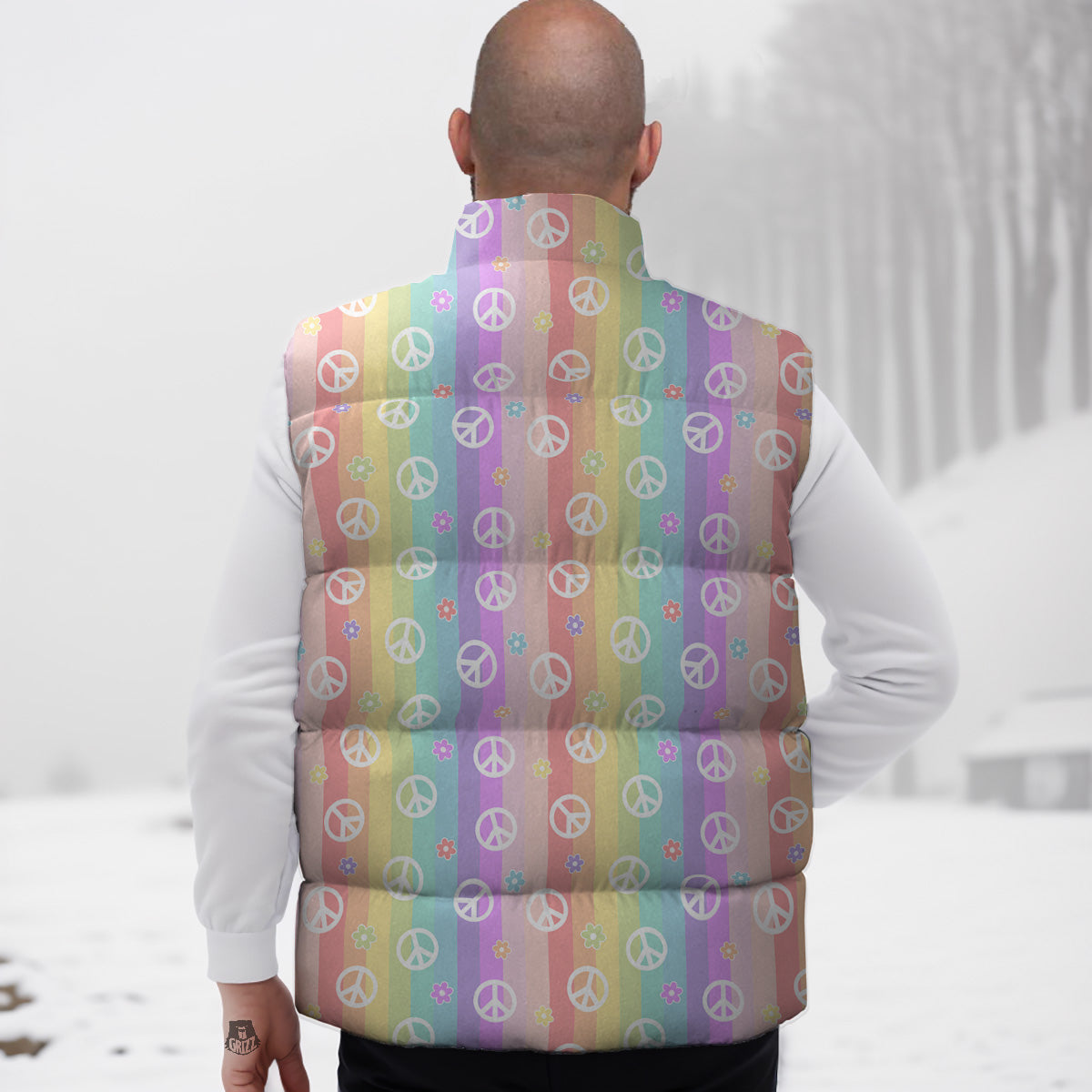 Heart Pattern Print Down Vest
