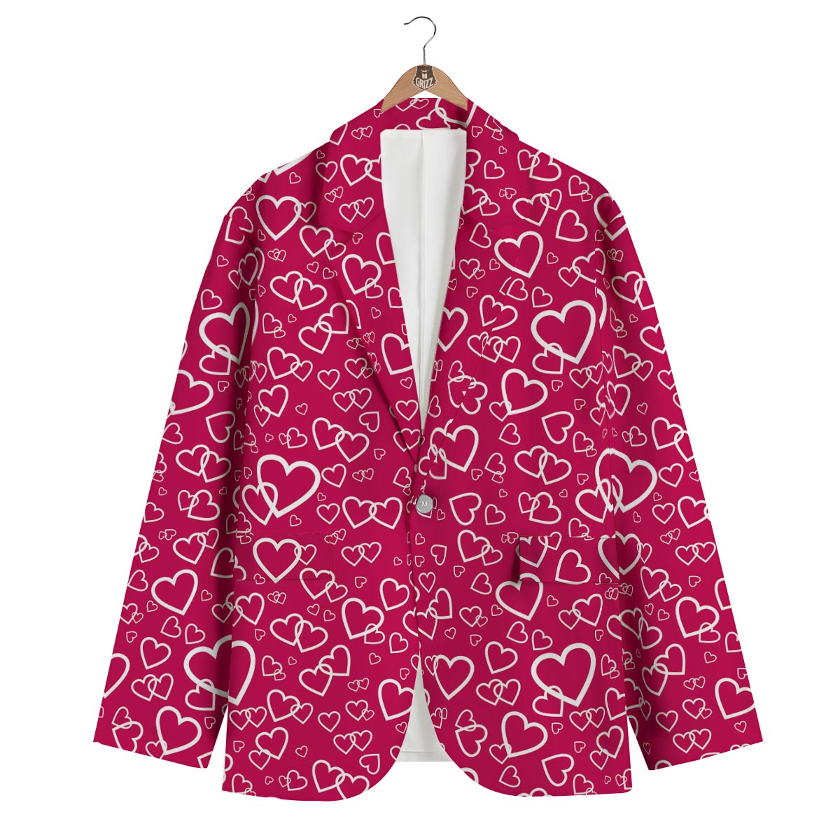 Heart Pattern Print Men's Blazer-grizzshop