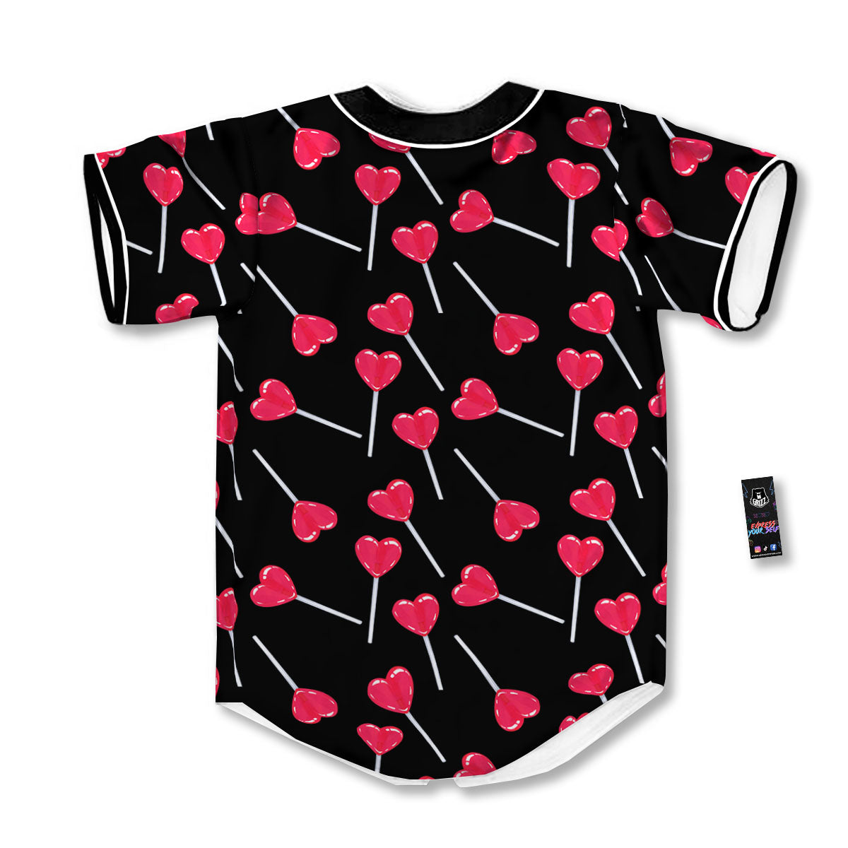 Heart Pink Lollipop Print Pattern Baseball Jersey-grizzshop