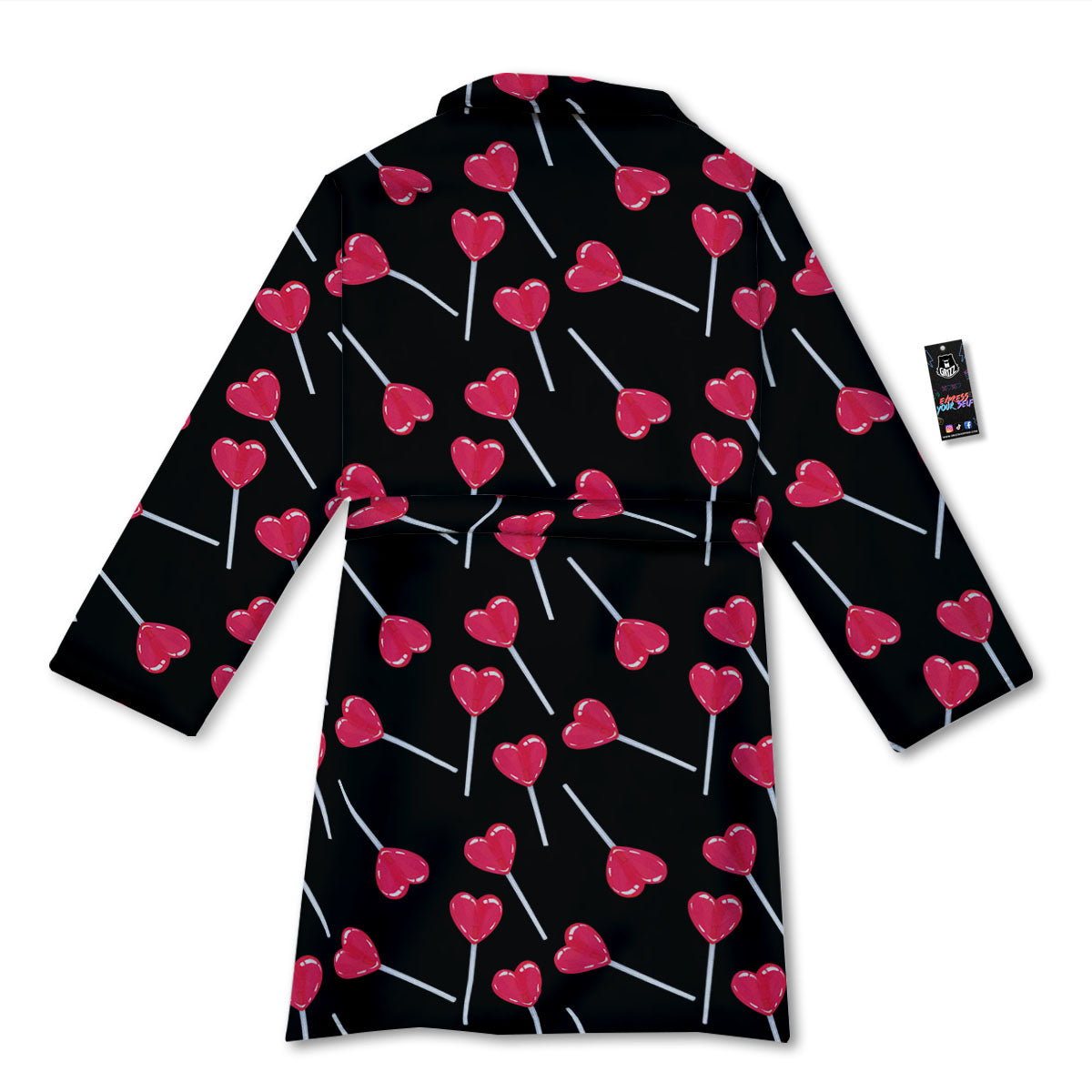 Heart Pink Lollipop Print Pattern Bathrobe-grizzshop