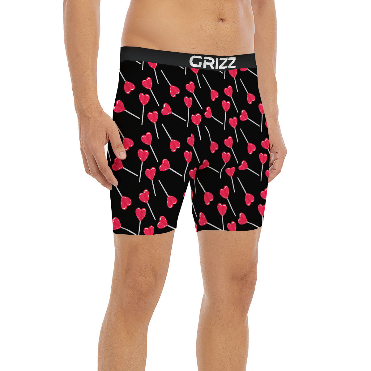 Heart Pink Lollipop Print Pattern Boxer Briefs-grizzshop