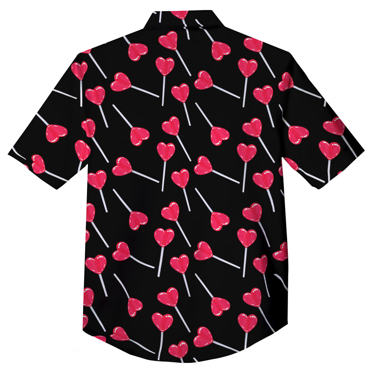 Heart Pink Lollipop Print Pattern Button Up Shirt-grizzshop