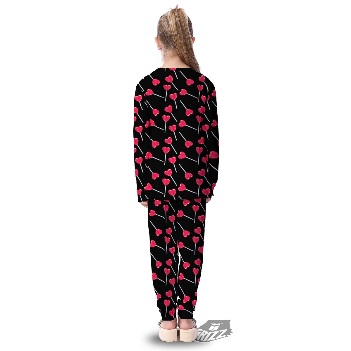 Heart Pink Lollipop Print Pattern Kid's Pajamas-grizzshop
