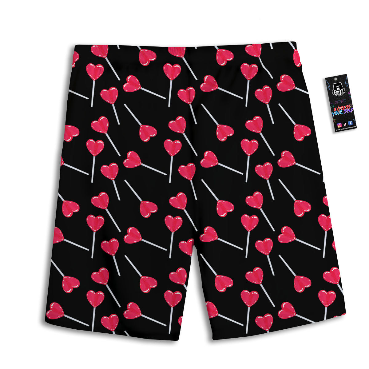 Heart Pink Lollipop Print Pattern Men's Athletic Shorts