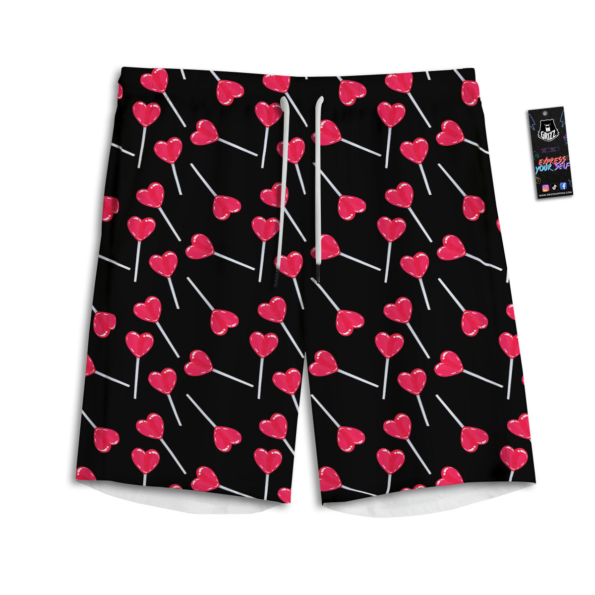 Heart Pink Lollipop Print Pattern Men's Athletic Shorts