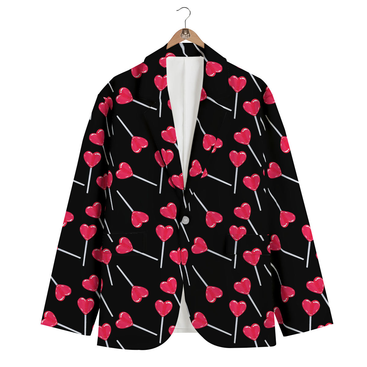 Heart Pink Lollipop Print Pattern Men's Blazer-grizzshop