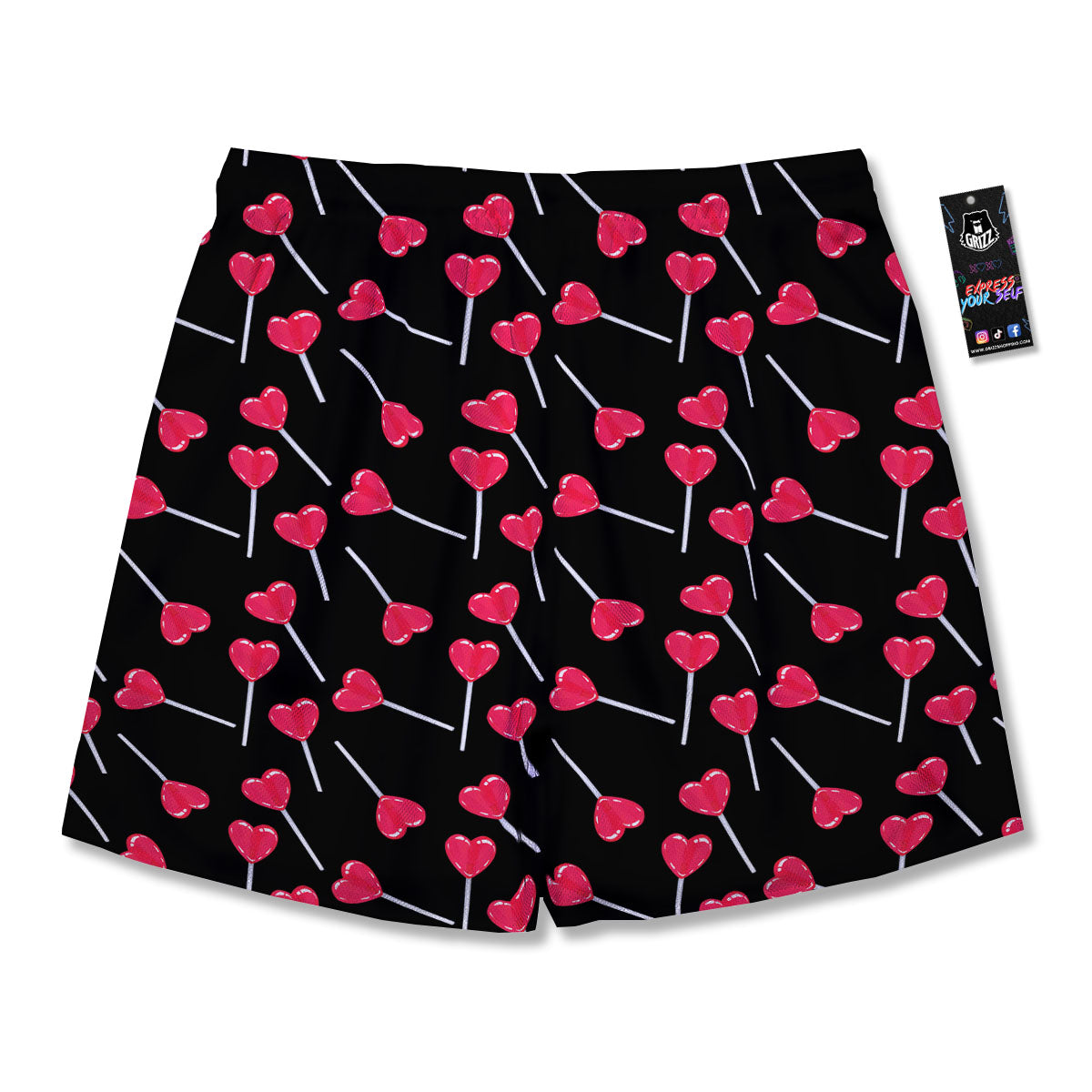 Heart Pink Lollipop Print Pattern Men's Running Shorts-grizzshop