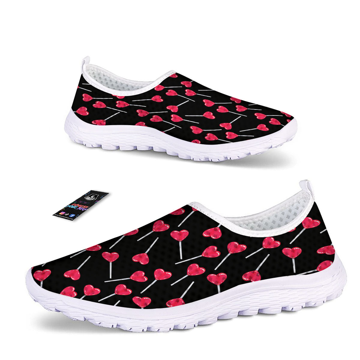 Heart Pink Lollipop Print Pattern Nurse Shoes-grizzshop