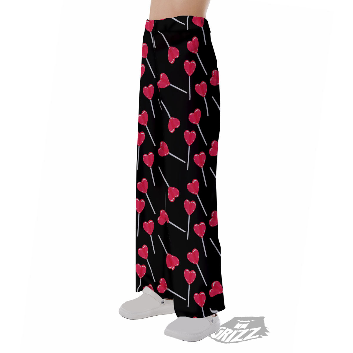 Heart Pink Lollipop Print Pattern Pajama Pants-grizzshop