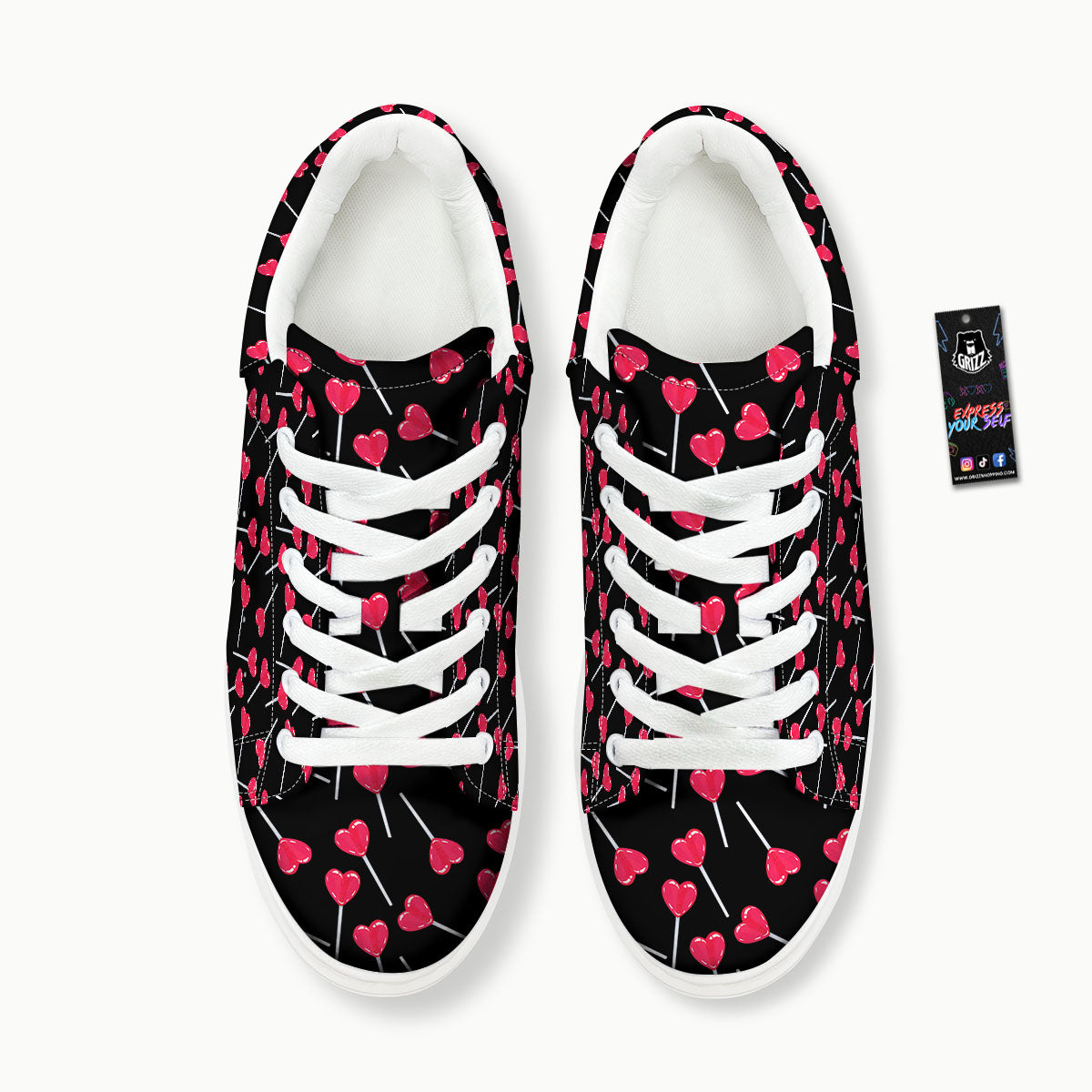 Heart Pink Lollipop Print Pattern Platform Shoes-grizzshop