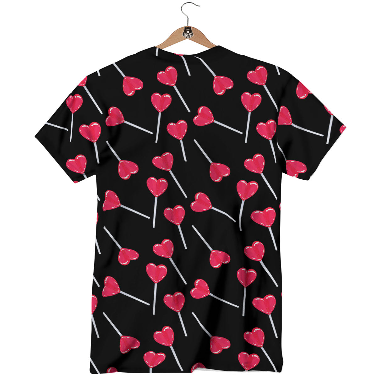 Heart Pink Lollipop Print Pattern T-Shirt-grizzshop