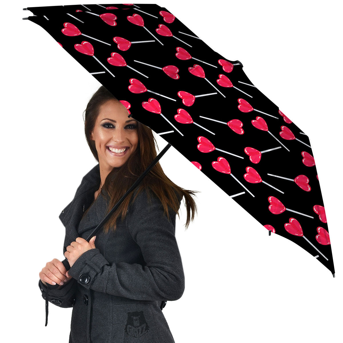 Heart Pink Lollipop Print Pattern Umbrella-grizzshop