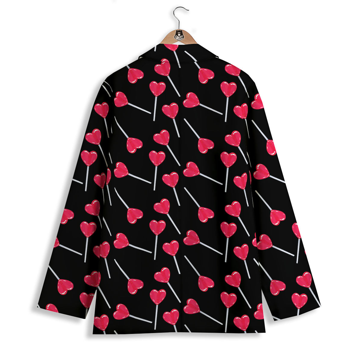 Heart Pink Lollipop Print Pattern Women's Blazer-grizzshop