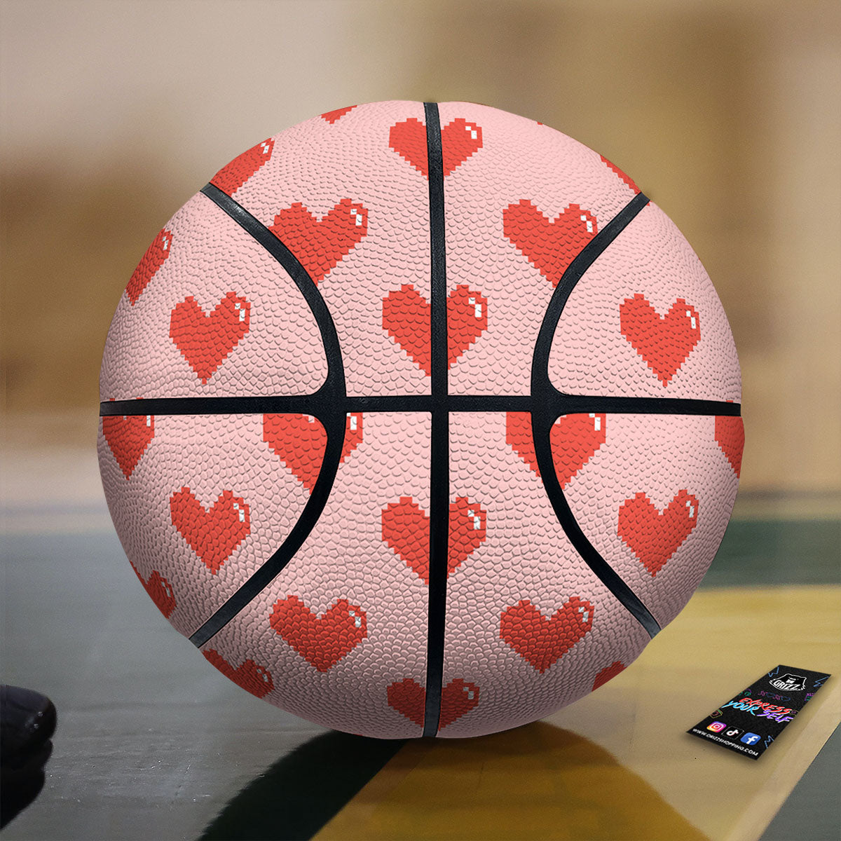Heart Pixel Print Pattern Basketball-grizzshop