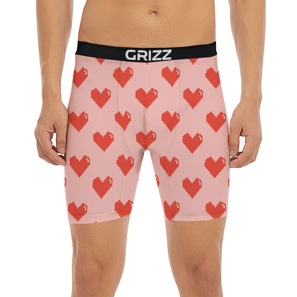Heart Pixel Print Pattern Boxer Briefs-grizzshop