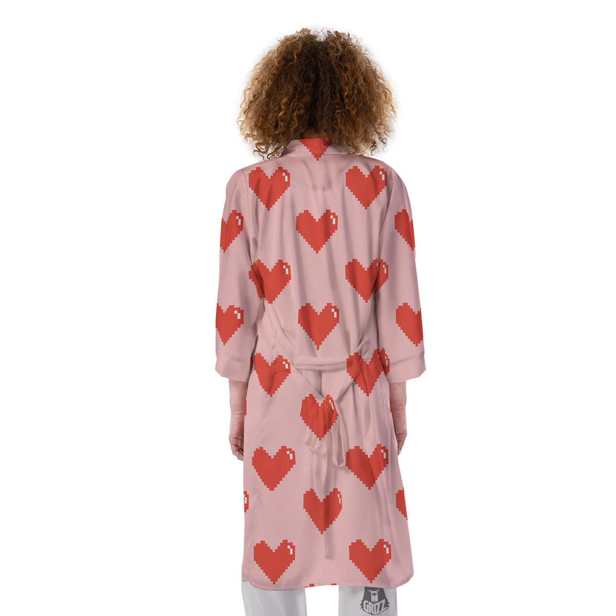 Heart Pixel Print Pattern Kimono-grizzshop