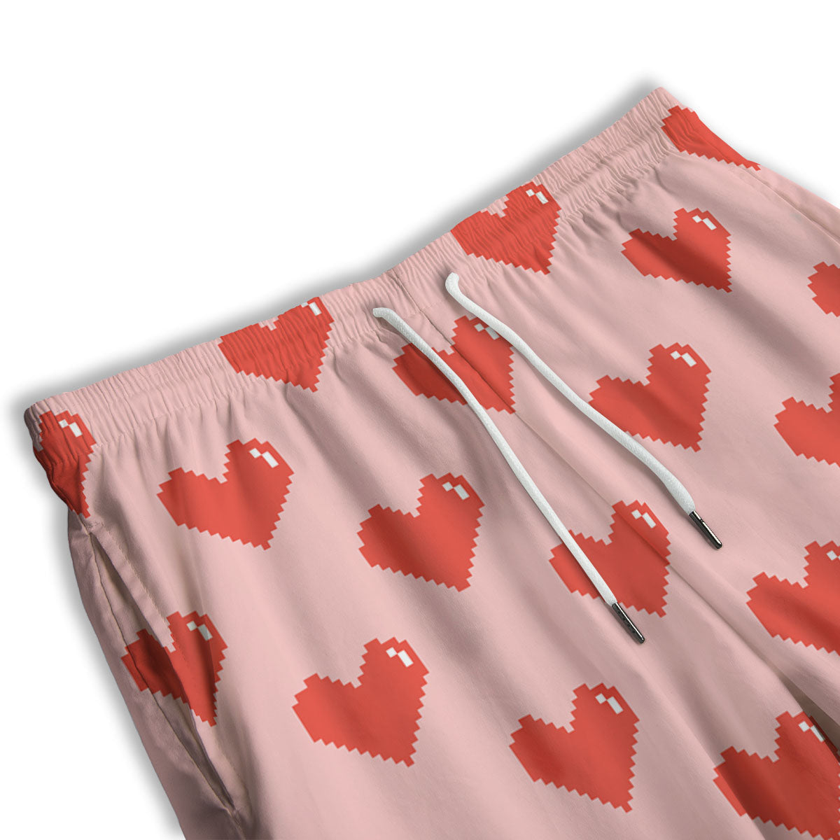 Heart Pixel Print Pattern Men's Athletic Shorts